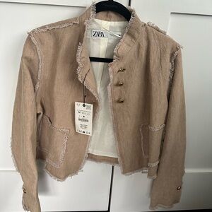 Zara Women's Beige Frayed Blazer